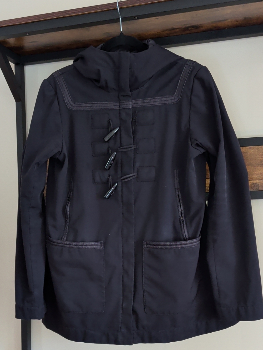 lululemon athletica Black Hooded Toggle Pea Coat